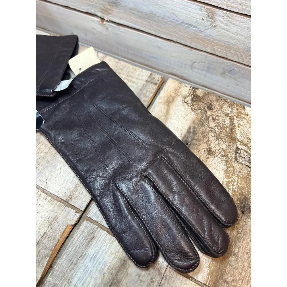 Vintage Kaufmanns Leather Gloves‎ Brown Genuine Leather Lined NOS Size L